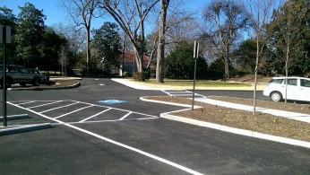 Church parking lot, sidewalks, and landscaping